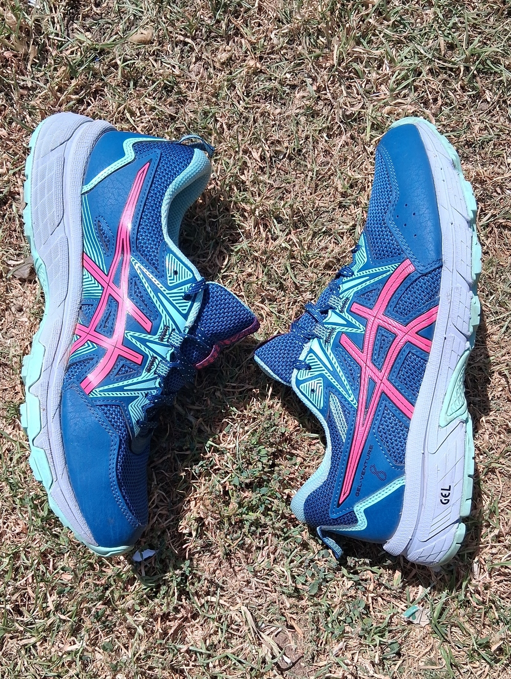 ASICS Gel Venture 8 Women's Blue Shoes with Pink Accents - Picture 4 of 12